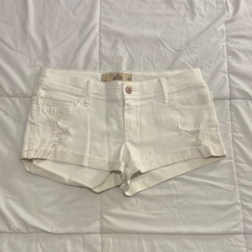 Hollister White Denim Low Rise Short Shorts